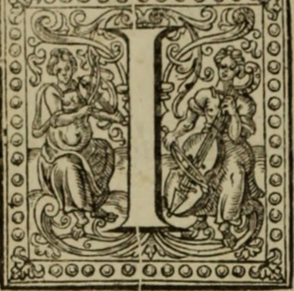 An illustration from Ayres and dialogues, : for one, two, and three voyces, 1653, leaf 13
