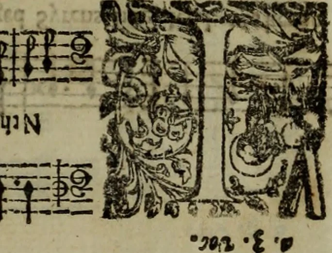 An illustration from Ayres and dialogues, : for one, two, and three voyces, 1653, leaf 142