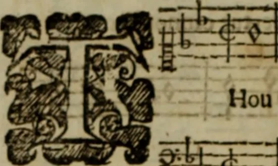 An illustration from Ayres and dialogues, : for one, two, and three voyces, 1653, leaf 149