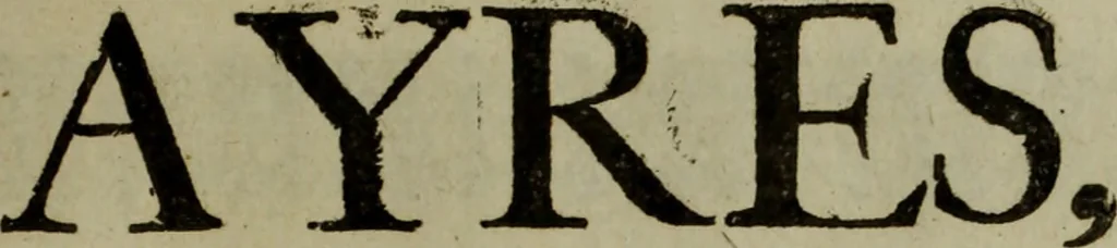 An illustration from Ayres and dialogues, : for one, two, and three voyces, 1653, leaf 154