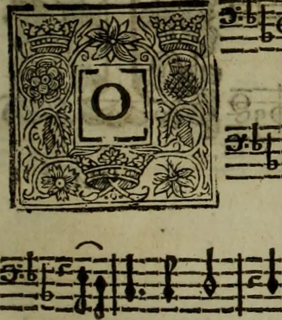 An illustration from Ayres and dialogues, : for one, two, and three voyces, 1653, leaf 198
