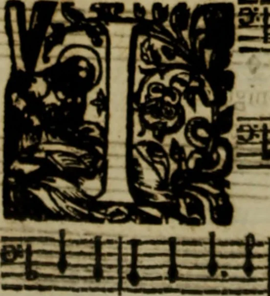 An illustration from Ayres and dialogues, : for one, two, and three voyces, 1653, leaf 199
