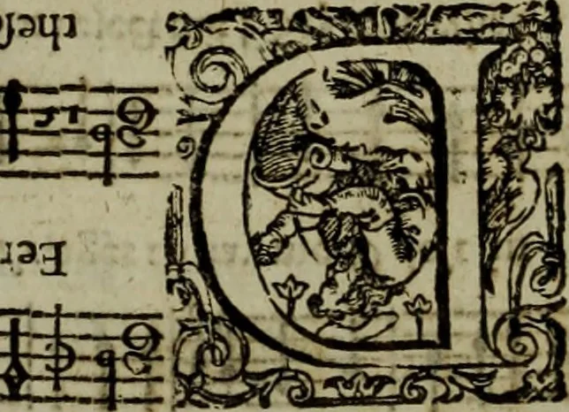An illustration from Ayres and dialogues, : for one, two, and three voyces, 1653, leaf 202