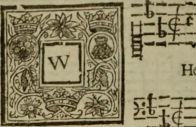 An illustration from Ayres and dialogues, : for one, two, and three voyces, 1653, leaf 29