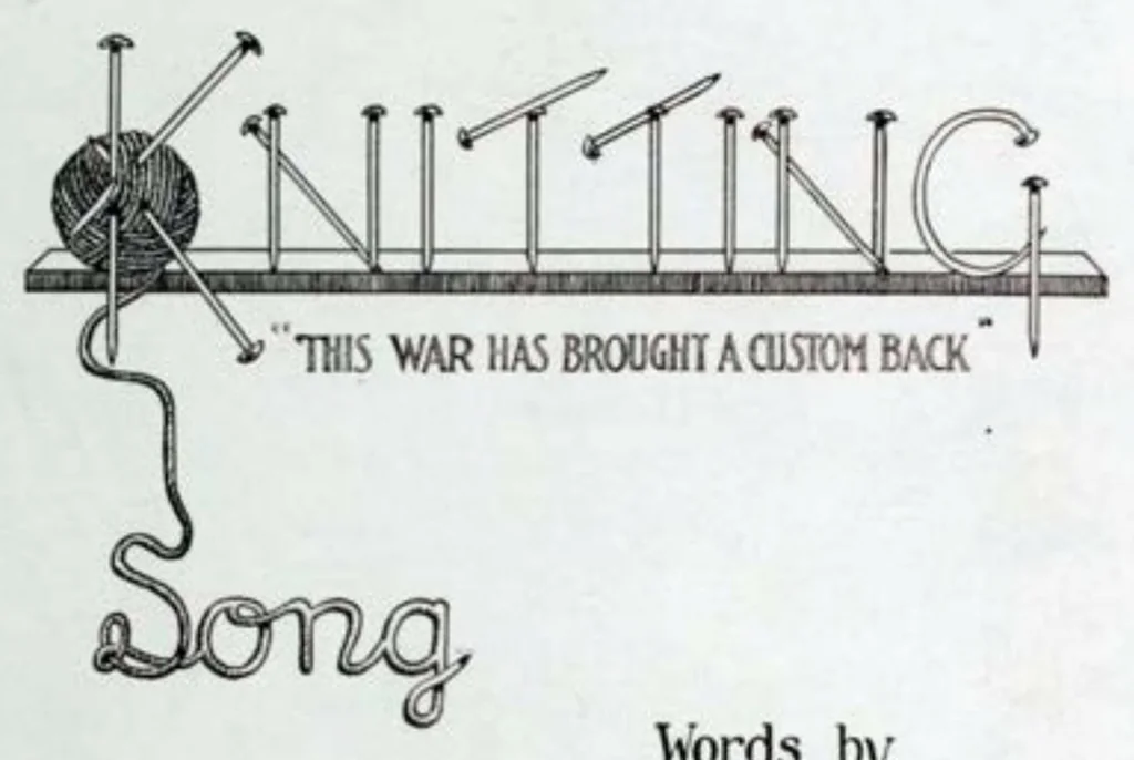 An illustration from Knitting : song, 1917, leaf 0