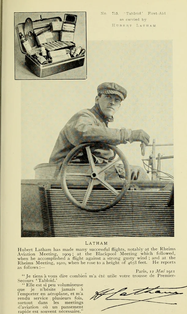 An illustration from Famous airmen and their equipment [electronic resource] : with some notes on first-aid in emergencies, 1912, leaf 18
