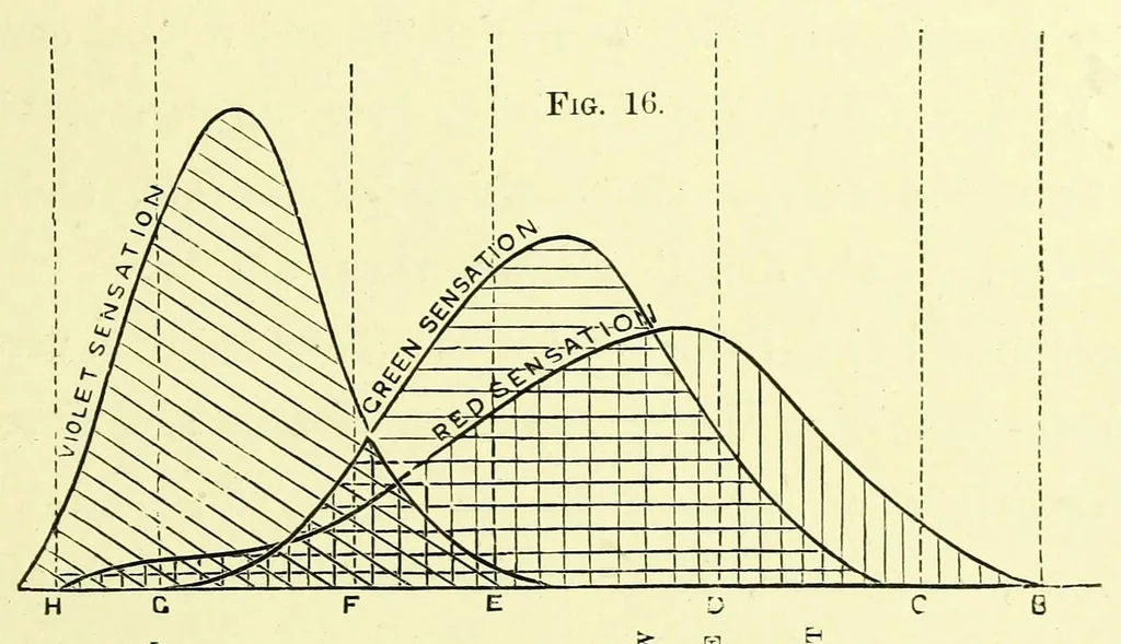 An illustration from Colour vision [electronic resource] : being the Tyndall lectures delivered in 1894 at the Royal Institution, 1895, leaf 65