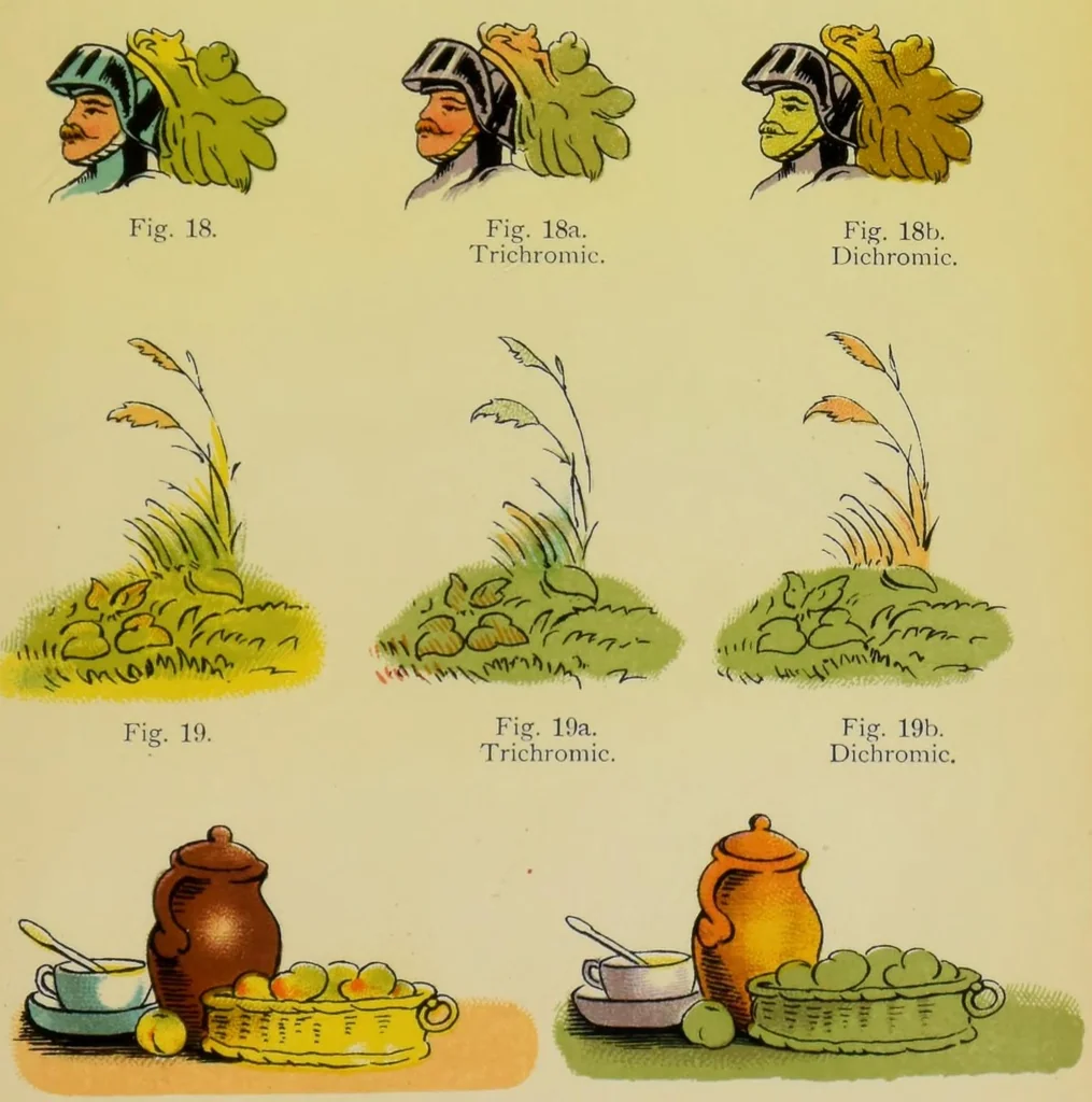 An illustration from Colour-blindness and colour-perception, 1909, leaf 141