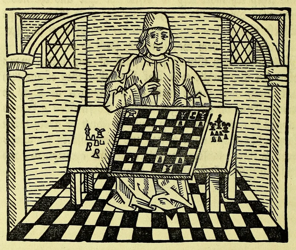 An illustration from The game of the chesse, 1855, leaf 144