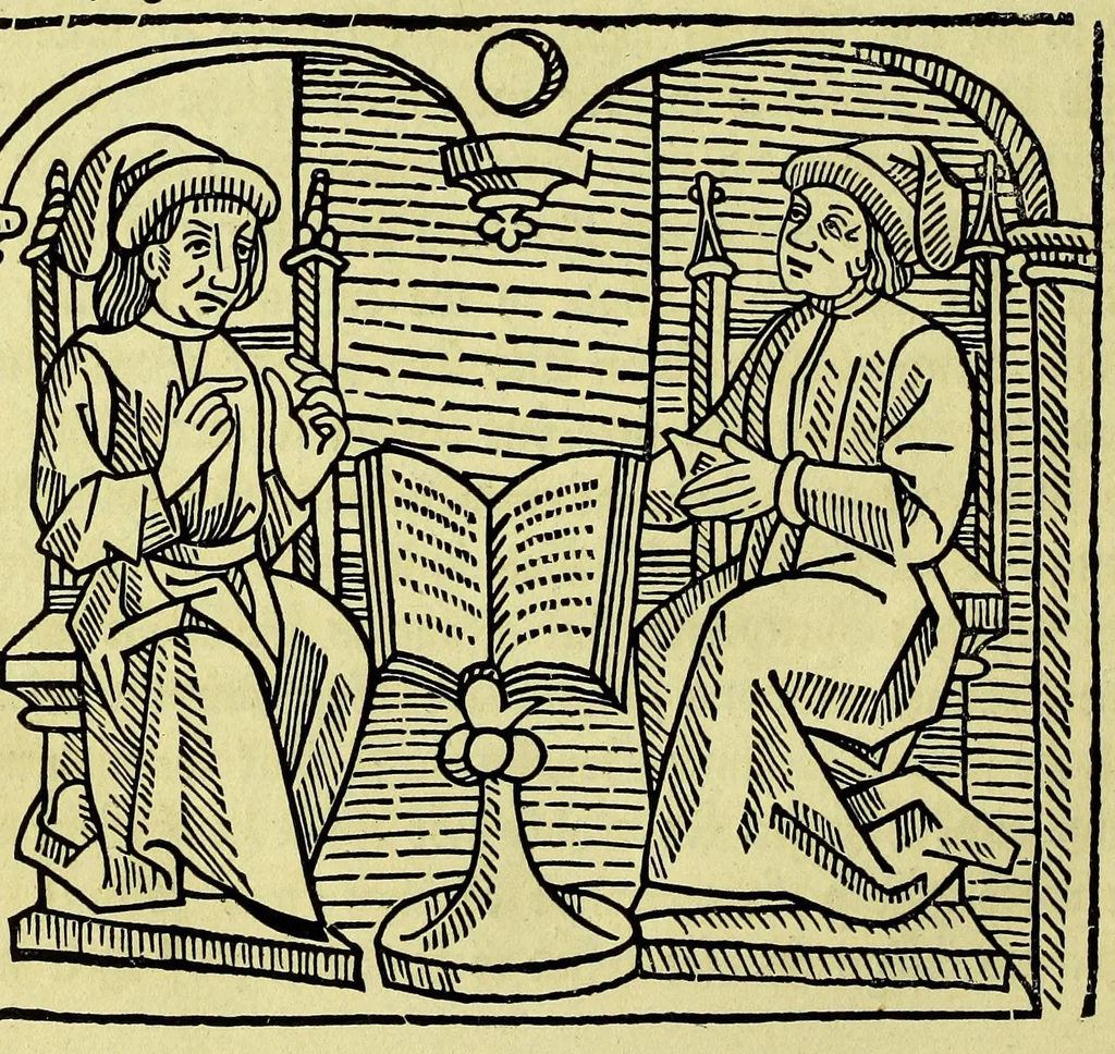 An illustration from The game of the chesse, 1855, leaf 158