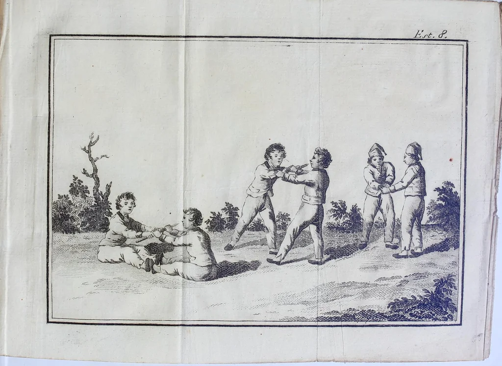 An illustration from La gimnástica, ó escuela de la juventad. Tratado elemental de juegos, de exercicios considerados en razon de utilidad física y moral, 1807, leaf 155