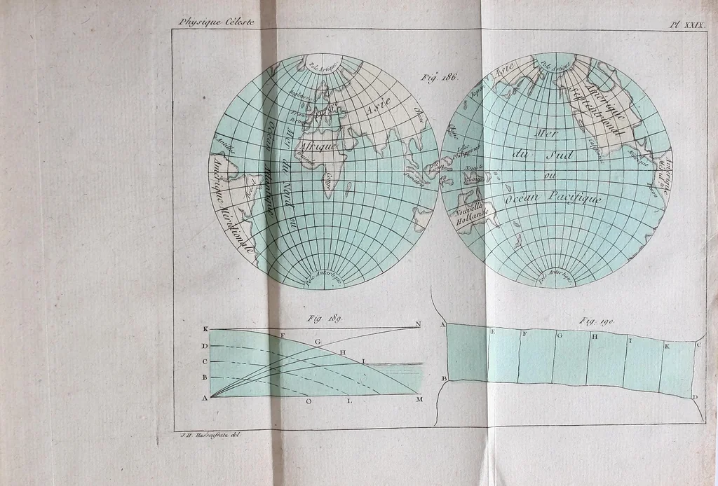 An illustration from Cours de physique céleste, ou leçons sur l'exposition du système du monde. Données à l'école polytechnique, en l'an dix, 1803, leaf 455