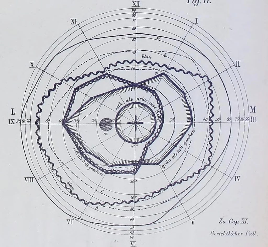 An illustration from Studien über angeborene Farbenblindheit, 1879, leaf 297