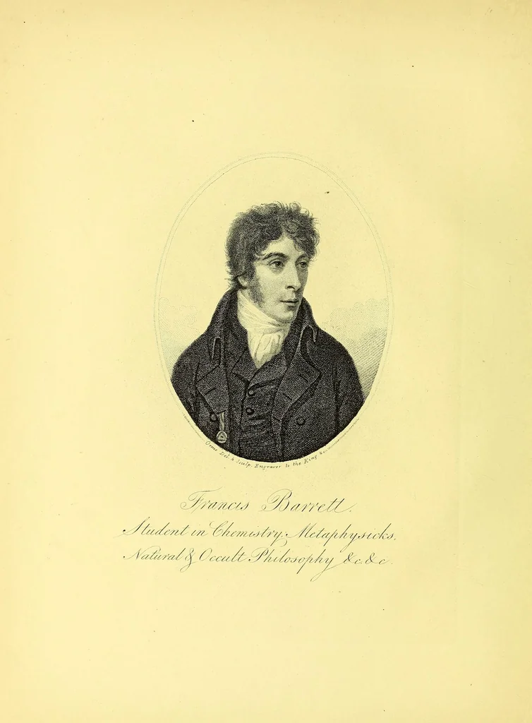 An illustration from The magus, or, Celestial intelligencer : being a complete system of occult philosophy : in three books containing the antient and modern practice of the cabalistic art, natural and celestial magic, &c. ... exhibiting the sciences of natural magic; alchymy, or hermetic philosophy also the nature, creation, and fall of man ... ; To which is added Biographia antiqua, or the lives of the most eminent philosophers, magi, &c. : the whole illustrated with a great variety of curious engravings, magical and cabalistical figures, &c., 1801, leaf 8