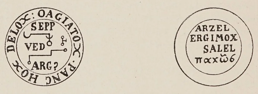 An illustration from Les sept livres de l'Archidoxe magique : traduits pour la première fois en français, texte latin en regard, 1909, leaf 48