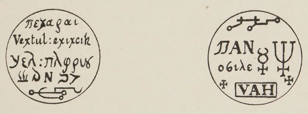 An illustration from Les sept livres de l'Archidoxe magique : traduits pour la première fois en français, texte latin en regard, 1909, leaf 55