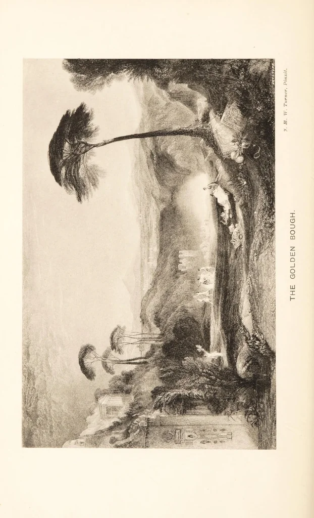 An illustration from The golden bough : a study in magic and religion, 1923, leaf 10