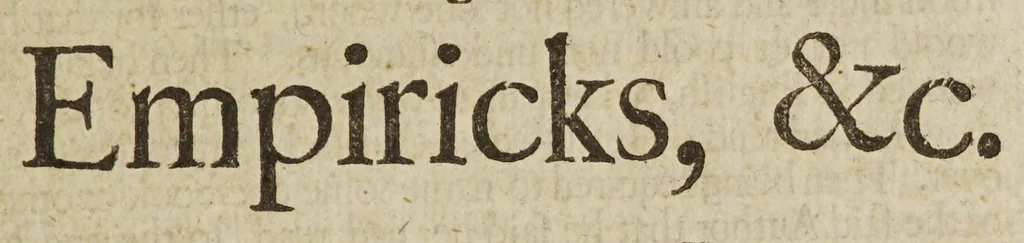 An illustration from The Royal College of Physicians of London founded and established by law; as appears by Letters Patents, Acts of Parliament, adjudged cases, etc. and an historical account of the College's proceedings against empiricks and unlicensed practisers in every princes reign from their first incorporation to the murther of the royal martyr, King Charles the First, 1684, leaf 417