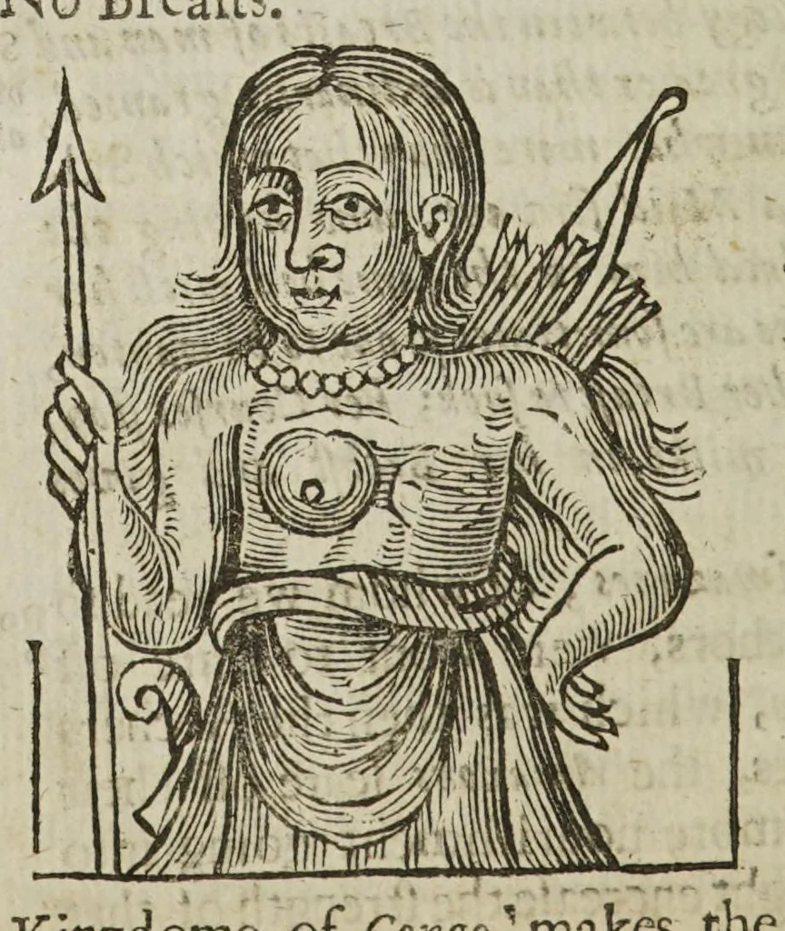 An illustration from Anthropometamorphosis: man transform'd; or, the artificial changeling. Historically presented, in the mad and cruel gallantry, foolish bravery, ridiculous beauty, filthy finenesse, and loathsome lovelinesse of most nations, fashioning and altering their bodies from the mould intended by nature. With a vindication of the regular beauty and honesty of nature. And an appendix of the pedigree of the English gallant, 1653, leaf 382