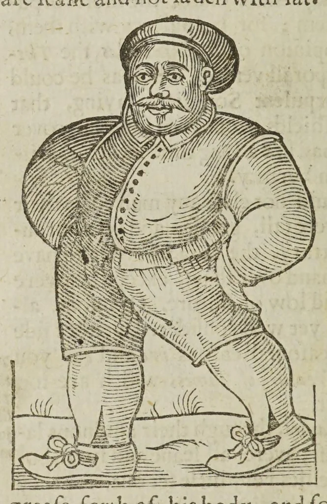 An illustration from Anthropometamorphosis: man transform'd; or, the artificial changeling. Historically presented, in the mad and cruel gallantry, foolish bravery, ridiculous beauty, filthy finenesse, and loathsome lovelinesse of most nations, fashioning and altering their bodies from the mould intended by nature. With a vindication of the regular beauty and honesty of nature. And an appendix of the pedigree of the English gallant, 1653, leaf 540