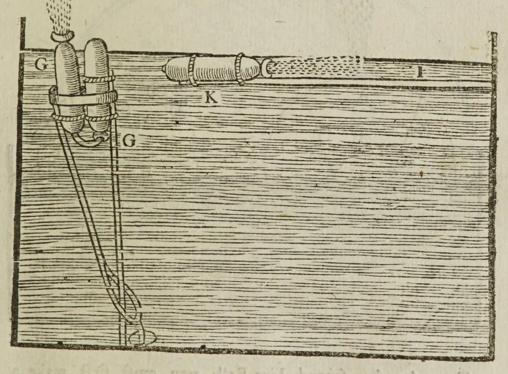 An illustration from The mysteries of nature and art in four severall parts. The first of water-works. The second of fier-works. The third of drawing, colouring, limming, paynting, graving, and etching. The fourth of experiments, 1654, leaf 127