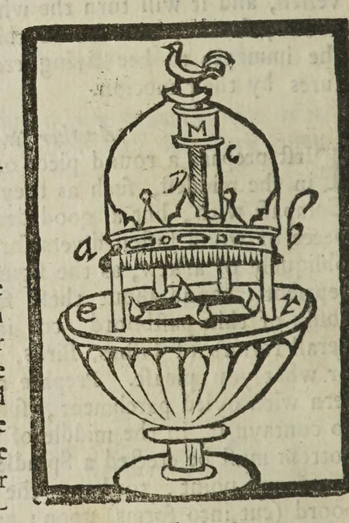 An illustration from The mysteries of nature and art in four severall parts. The first of water-works. The second of fier-works. The third of drawing, colouring, limming, paynting, graving, and etching. The fourth of experiments, 1654, leaf 44