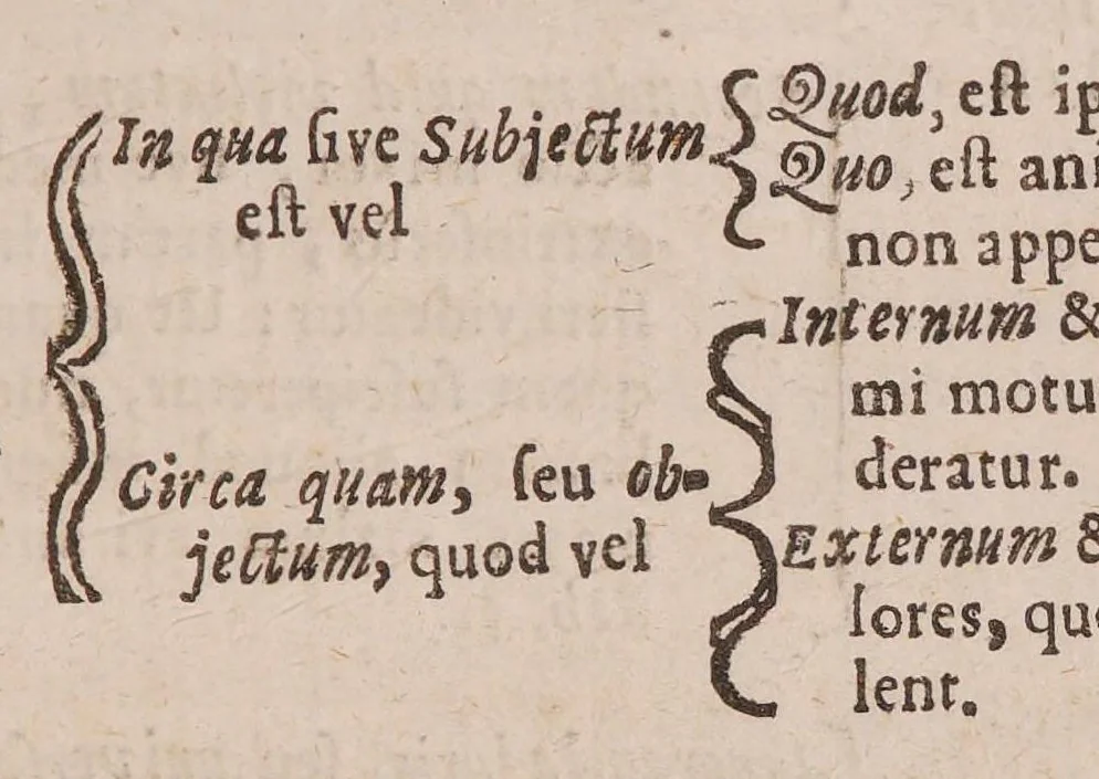 An illustration from Praecepta doctrinae logicae, ethicae, physicae, metaphysicae, sphaericaeque brevibus tabellis compacta: una cum quaestionibus physicae controversis, 1647, leaf 73