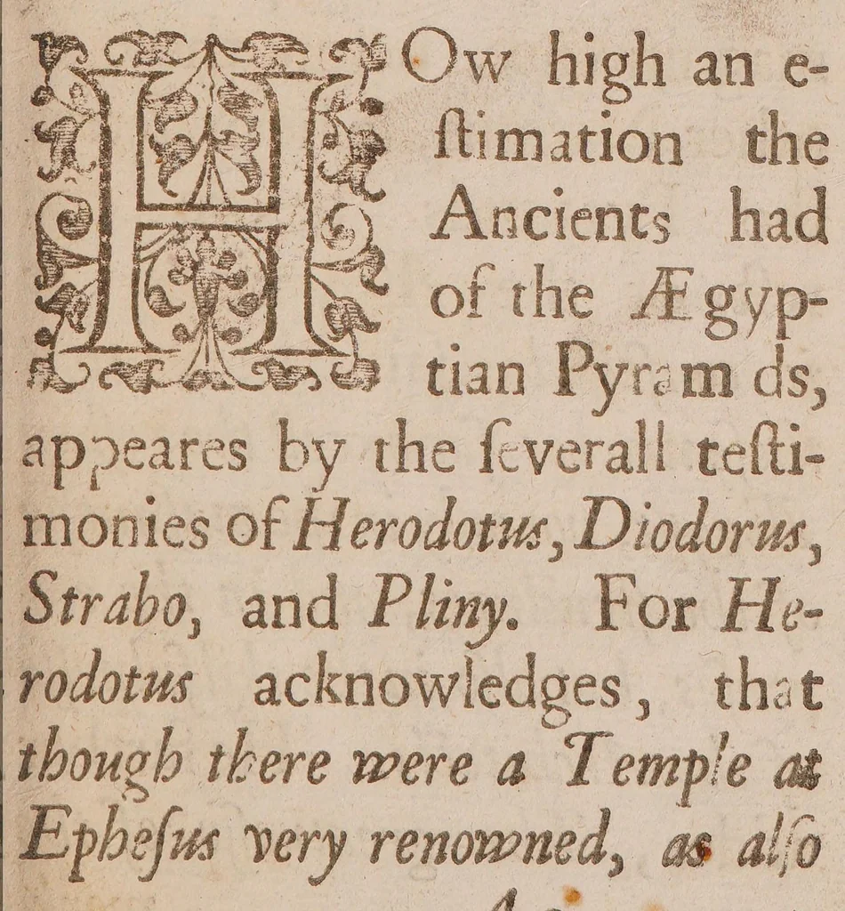 An illustration from Pyramidographia: or a description of the pyramids in Aegypt, 1646, leaf 11