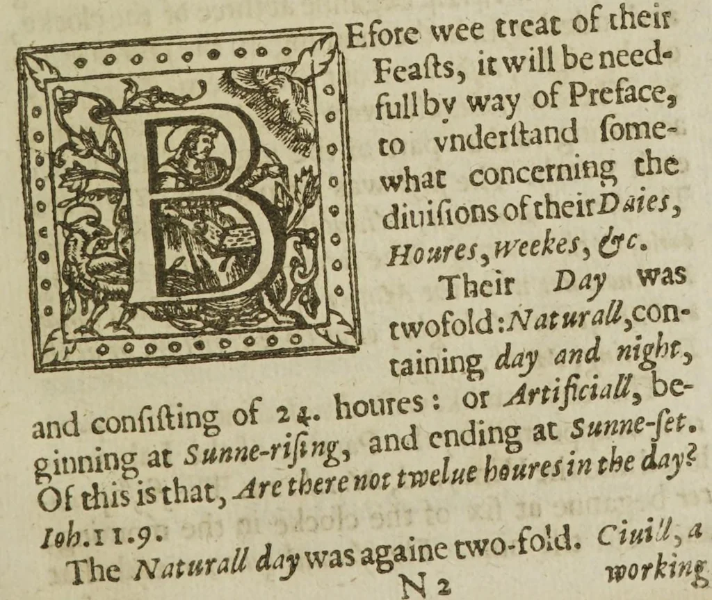 An illustration from Moses and Aaron. Civil and ecclesiastical rites, used by the ancient Hebrewes; observed, and at large opened, for the clearing of many obscure texts thorowout the whole Scripture : which texts are now added in the end of the booke ... Herein likewise is shewed what customes the Hebrewes borrowed from heathen people, 1631, leaf 105