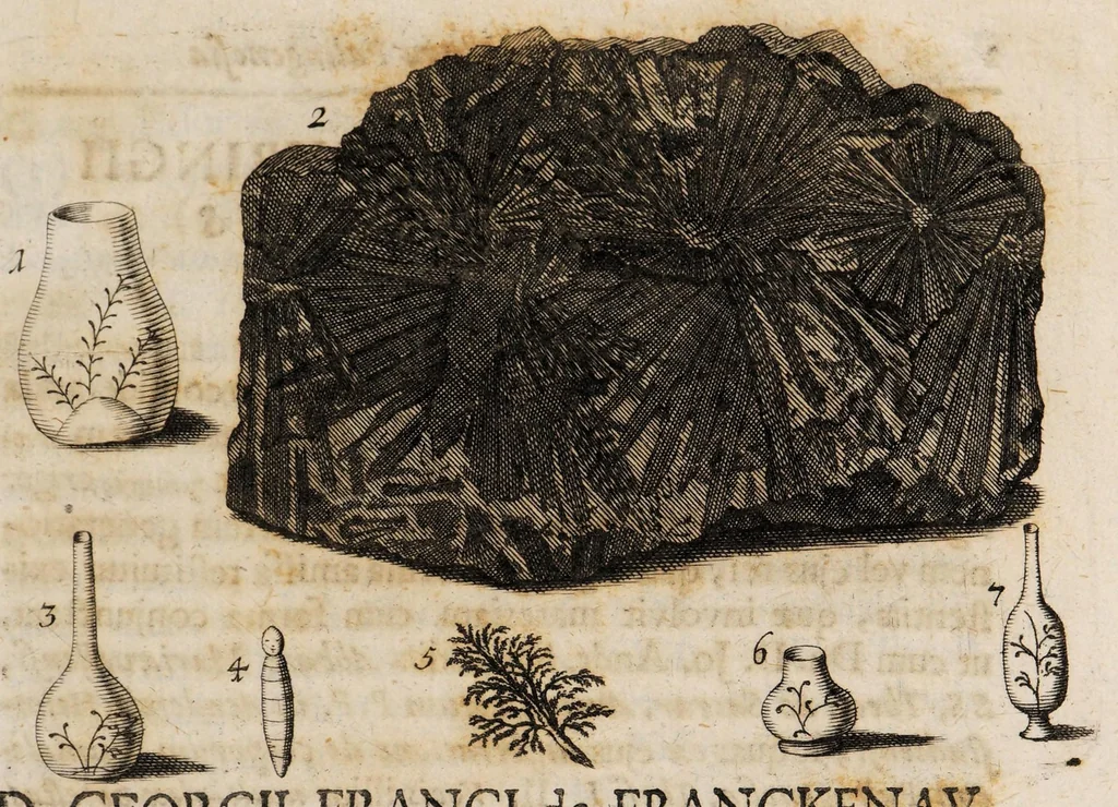 An illustration from De palingenesia, sive resuscitatione artificiali plantarum, hominum et animalium e suis cineribus liber singularis, 1717, leaf 105