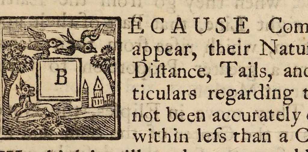 An illustration from A dissertation on comets, extracted from the writings of the most eminent modern astronomers and philosophers. In a letter to a reverend professor. To which is prefixed the theory of a comet, 1700, leaf 3