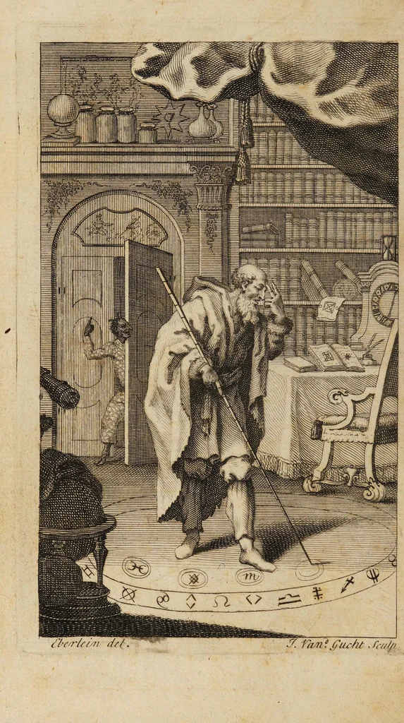 An illustration from A system of magick; or, a history of the black art. Being an historical account of mankind's most early dealing with the Devil; and how the acquaintance on both sides first began..., 1727, leaf 8