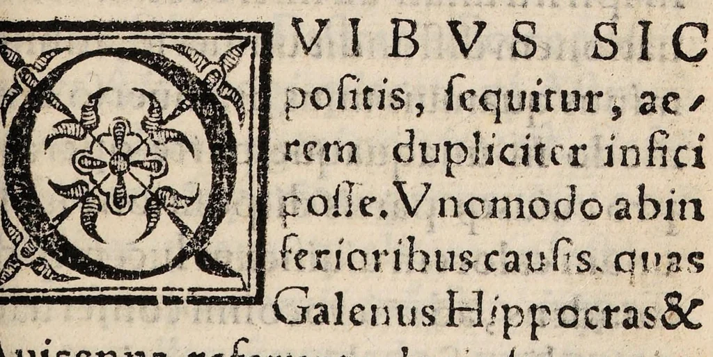 An illustration from Tractatus de peste ac febribus cum puncticulis vulgo tavardillo, 1582, leaf 37