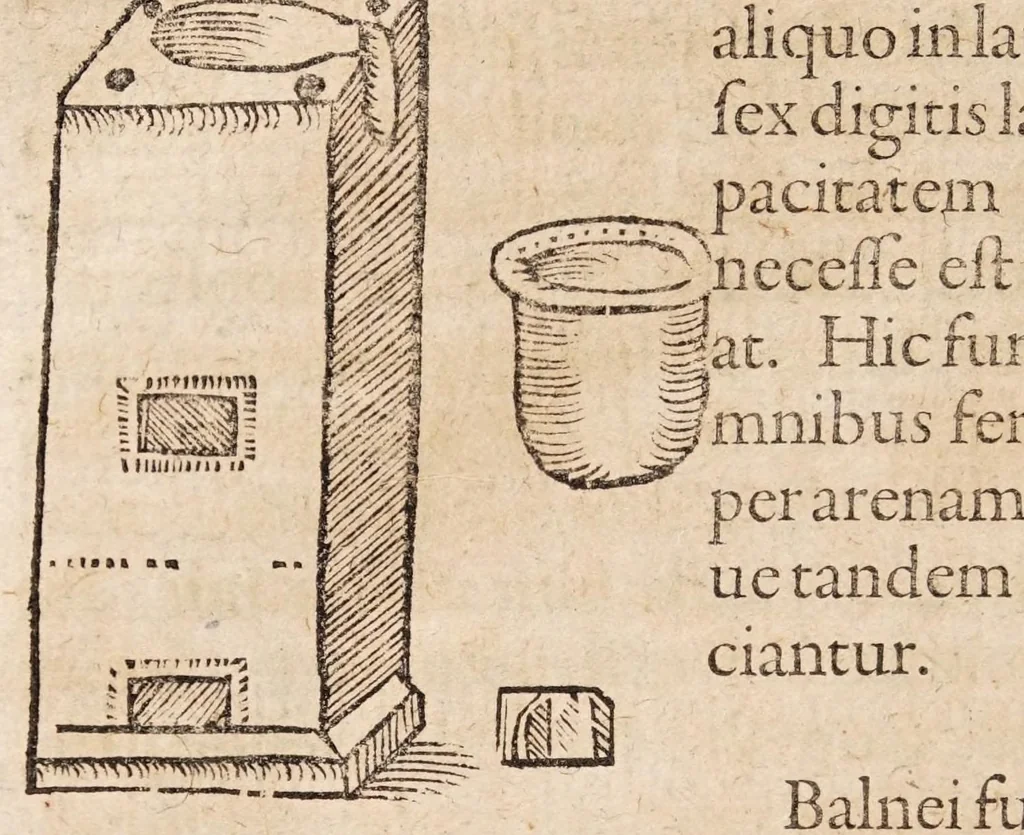An illustration from Solis e puteo emergentis: sive dissertationis chymiotechnicae libri tres. In quibus totius operationis chymicae methodus practica: materia lapidis philosophici, et nodus [sic] solvendi ejus, operandique, ut et clavis operum Paracelsi qua abstrusa explicantur, deficientia supplentur. Cum praefatione chymiae veritatem asserente ..., 1613, leaf 34