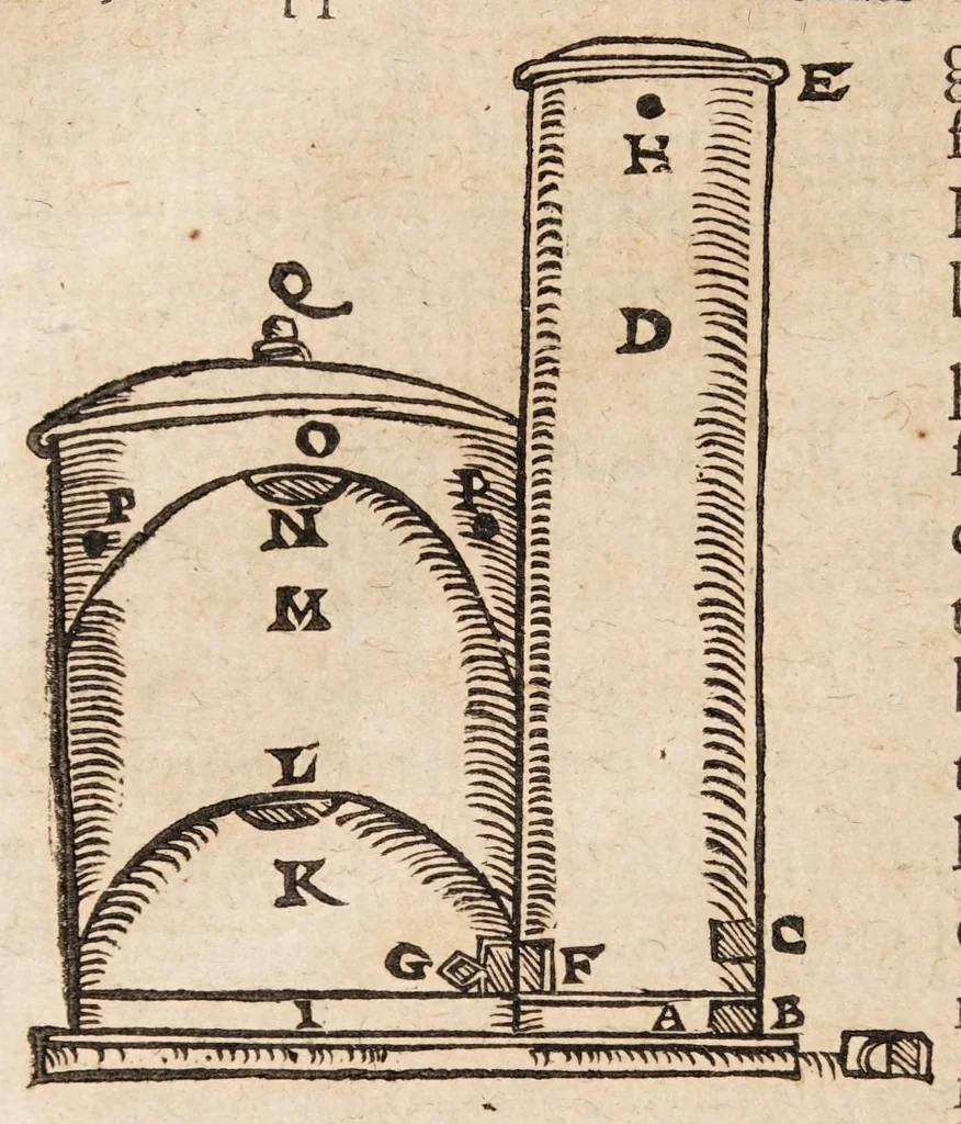 An illustration from Solis e puteo emergentis: sive dissertationis chymiotechnicae libri tres. In quibus totius operationis chymicae methodus practica: materia lapidis philosophici, et nodus [sic] solvendi ejus, operandique, ut et clavis operum Paracelsi qua abstrusa explicantur, deficientia supplentur. Cum praefatione chymiae veritatem asserente ..., 1613, leaf 36