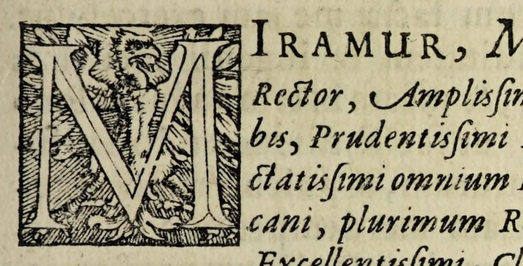 An illustration from Oratio de thermarum potu. In ... inclytae academiae Basiliensis cum solemnitates doctorales subierit publice dicta ..., 1647, leaf 3