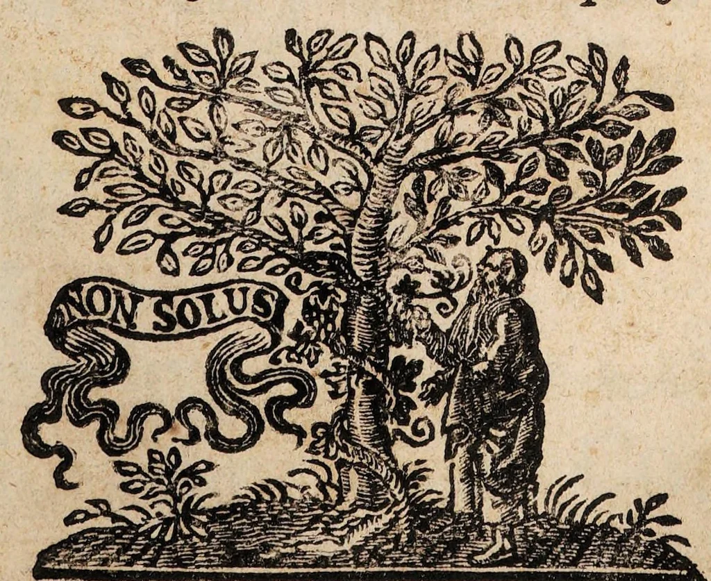 An illustration from Inquisitio philosophica inauguralis de lapide solis, 1699, leaf 1