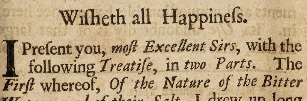 An illustration from A treatise of the nature and use of the bitter purging salt. : Easily known from all counterfeits by its bitter taste., 1700, leaf 7
