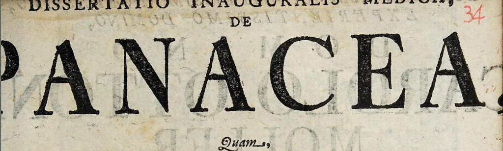 An illustration from Dissertatio inauguralis medica, de panacea ..., 1730, leaf 1
