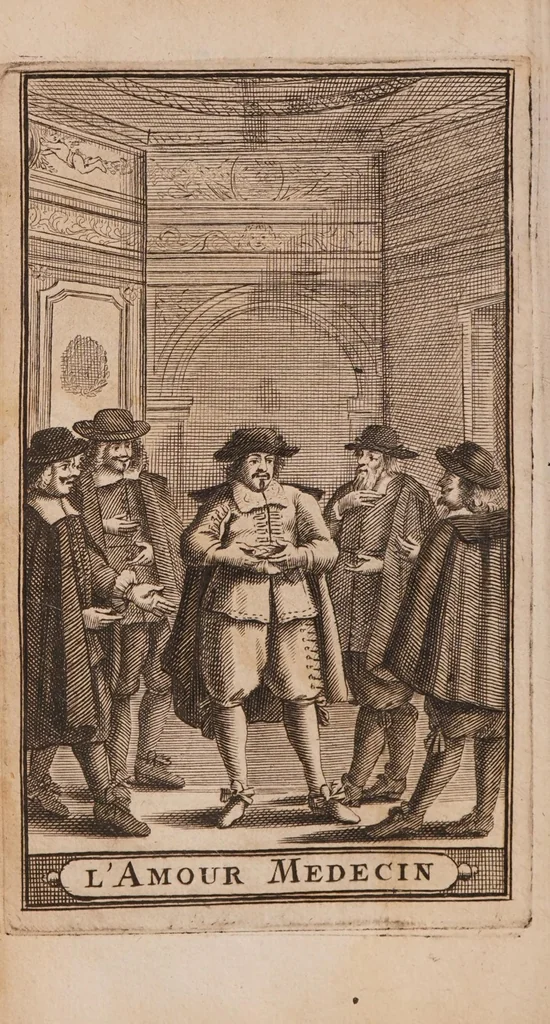 An illustration from L'amour medecin. Comedie, 1700, leaf 12