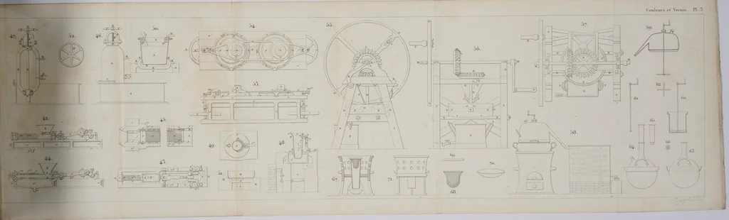 An illustration from Nouveau manuel complet fabricant de couleurs et de vernis contenant tout ce qui a rapport a ces différents arts, 1850, leaf 363