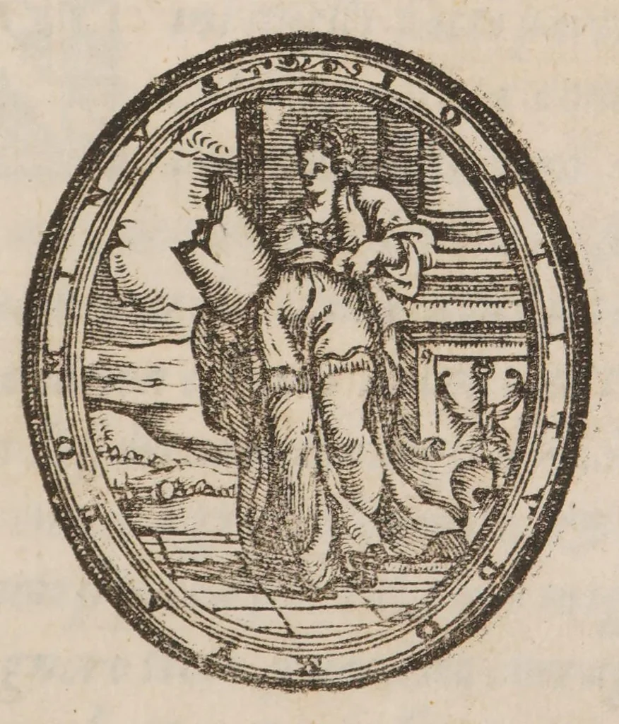 An illustration from I fatti di Milano, al contrasto della peste, over pestifero contagio: dal primo d'Agosto 1576 fin a l'ultimo dell'anno 1577. Particolarmente cavati dall' aggiunta dell' historia del Rever. P. Bugato, Milanese, stringatamenti posti, 1578, leaf 13