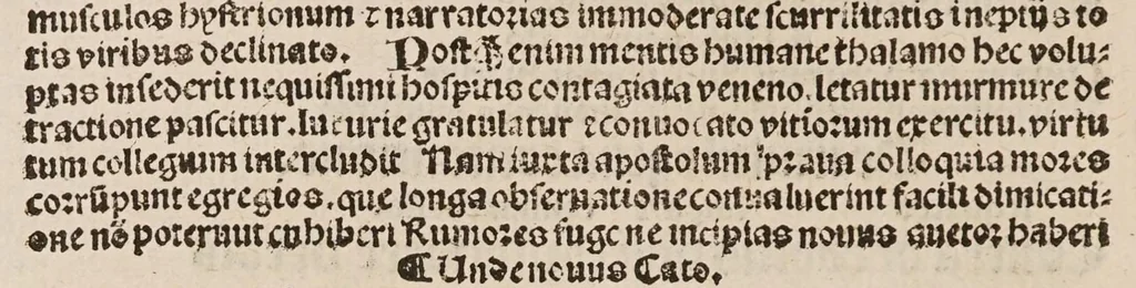 An illustration from Cato moralissimus cum elegantissimo commento [fratris Roberti de Euromodo], 1506, leaf 18