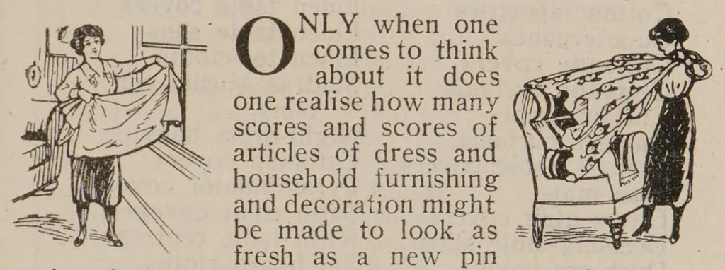 An illustration from After-the-War economy : the story of a woman's adventures in the art of home-dyeing profitable home-dyeing with Drummer dyes, 1920, leaf 17