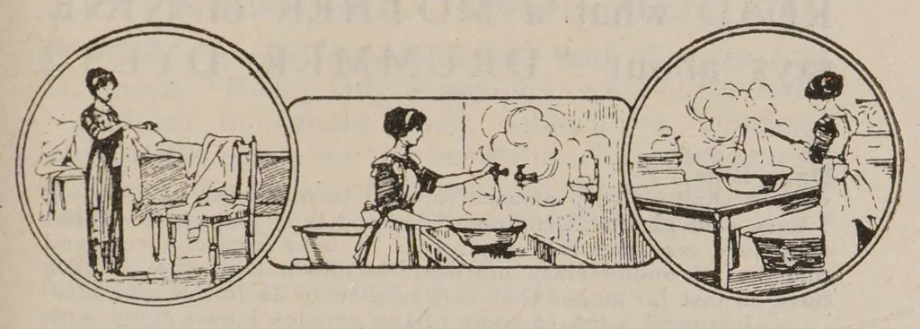 An illustration from After-the-War economy : the story of a woman's adventures in the art of home-dyeing profitable home-dyeing with Drummer dyes, 1920, leaf 23