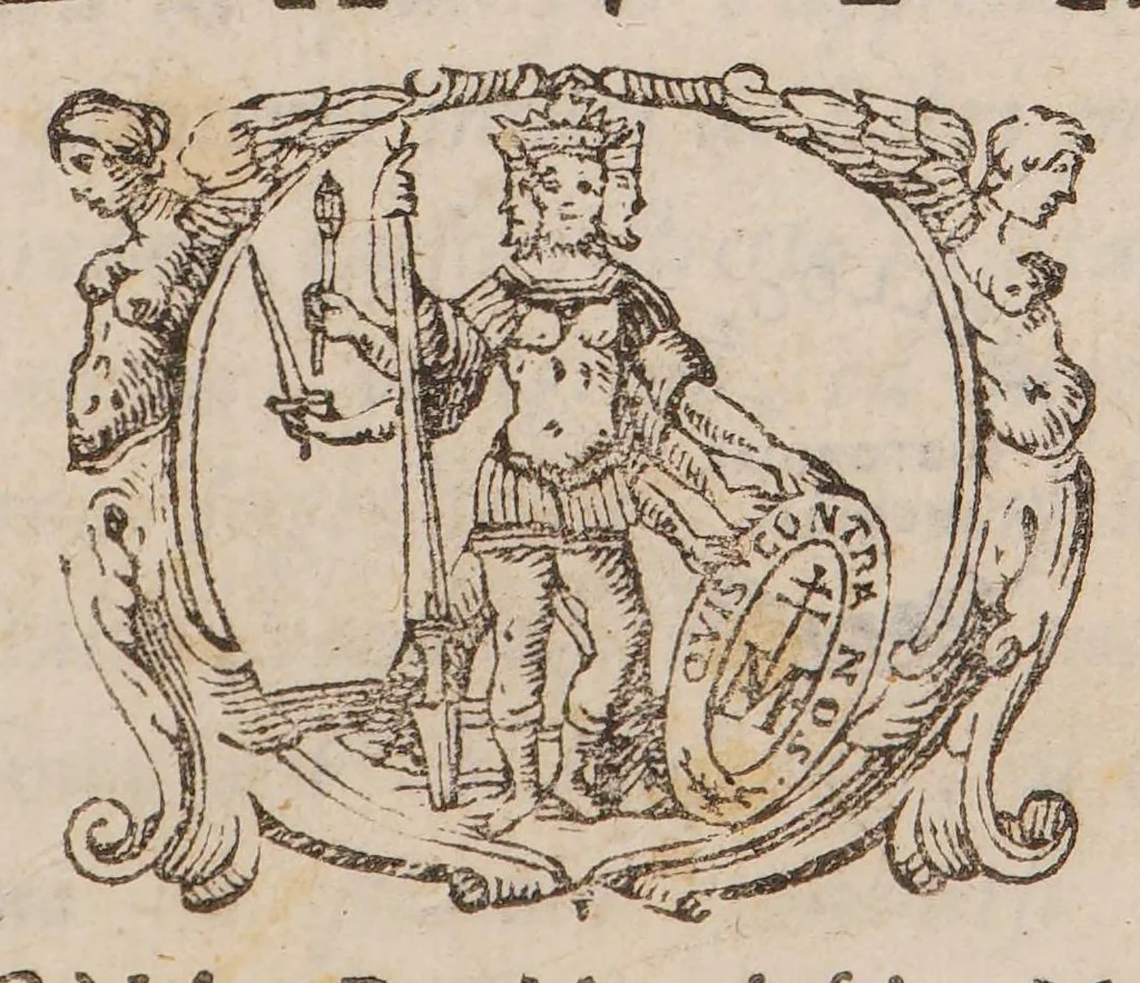 An illustration from Relazione dell'esperienze fatti Inghilerra, Francia ed Italia intorno alla celebre e famosa trasfusione del sangue per tutto maggio 1668. In cui oltre all'oppugnationi, e difese si vede la sanità restituita ad alcuni infermi e particolarmente à un pazzo. La maniera di facilmente pratticarla negli huomini; e la minuta descrittione di essa [by A. Libavius] stampata fino nel principio di questo secolo, 1668, leaf 7