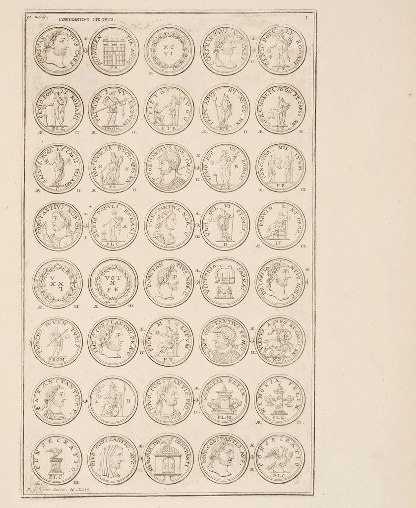 An illustration from Médaillons du Cabinet du Roi, i.e. Louis XIV, 1680, leaf 91