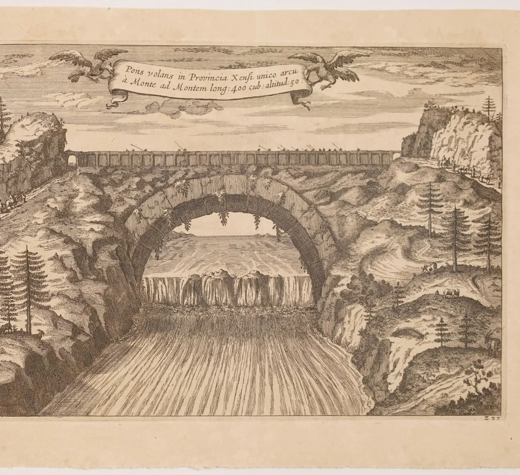 An illustration from Athanasii Kircheri e Soc. Jesu China monumentis qvà sacris quà profanis, nec non variis naturæ et artis spectaculis, aliarumque rerum memorabilium argumentis illustrata. Auspiciis Leopoldi Primi roman. imper ..., 1667, leaf 295