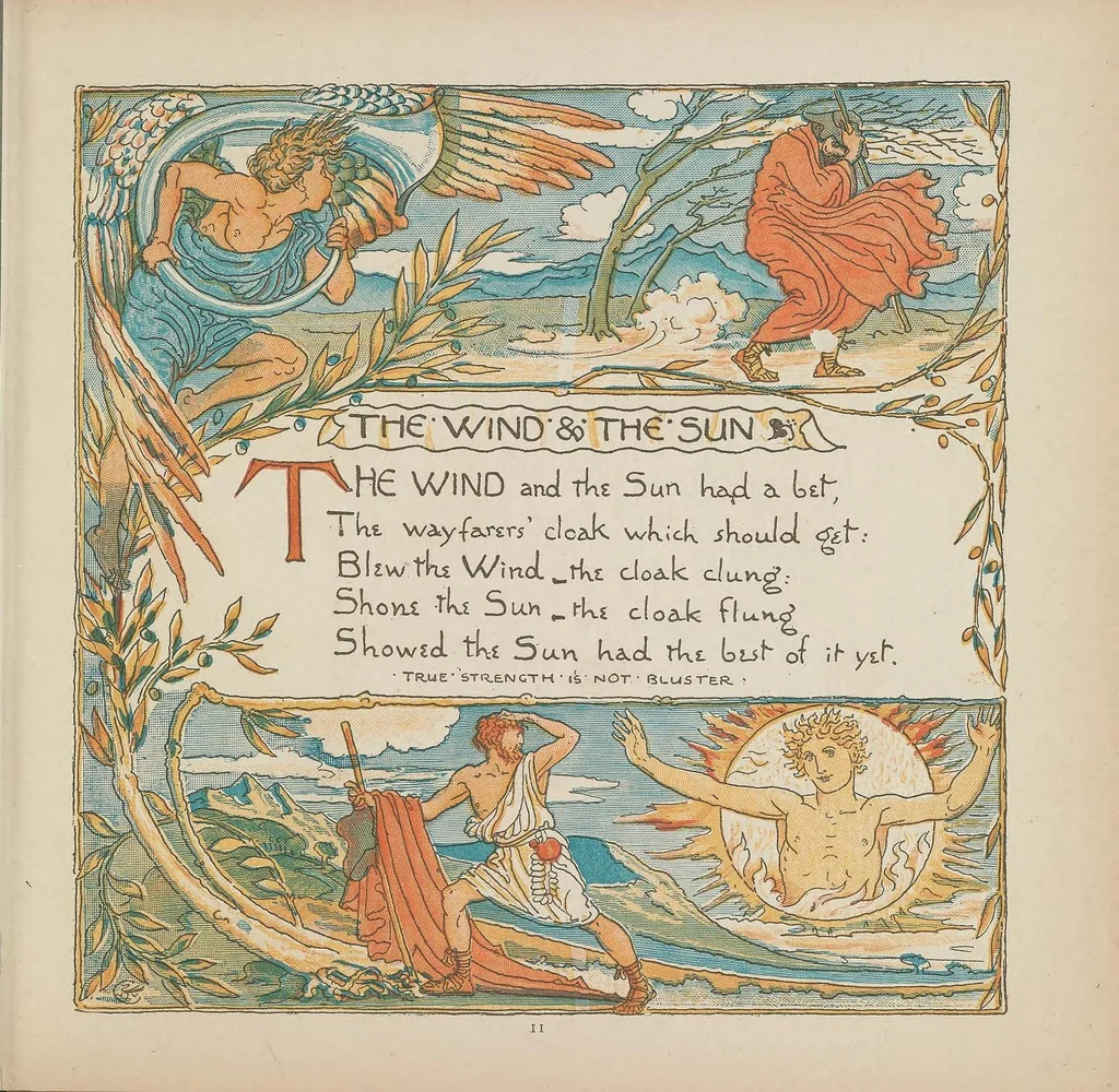 An illustration from The baby's own Aesop : being the fables condensed in rhyme, 1887, leaf 17