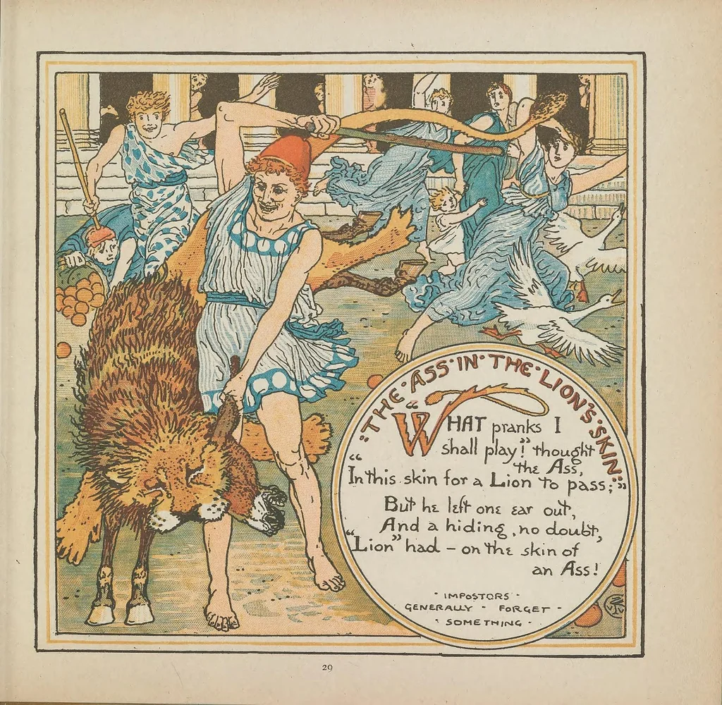 An illustration from The baby's own Aesop : being the fables condensed in rhyme, 1887, leaf 35